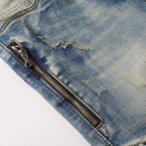 Zip Patch Patchwork Jeans