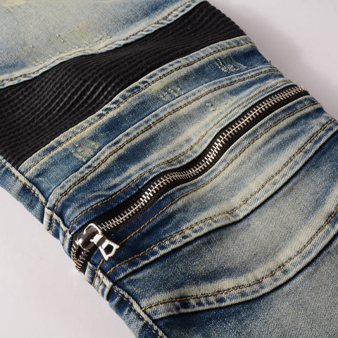 Zip Patch Patchwork Jeans